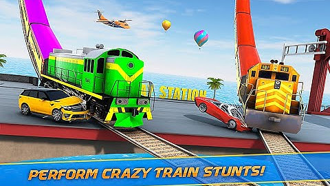 Mega Ramp Train Stunt Games: Free Train Games 2021 - Train Racing Mode Level 14 and Level 15