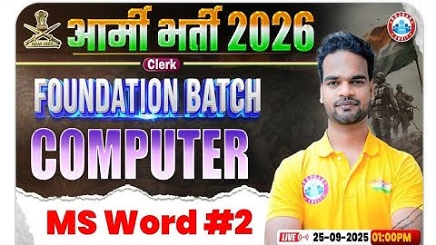 Army Clerk Computer Class 2026, Computer By Shivam Sir || MS Word #2 #army #armyfoundationbatch 