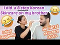 I DID A KOREAN SKINCARE ROUTINE ON MY BROTHER | HE HATED IT LOL | SIMMY GORAYA