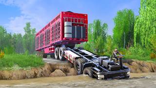 Insane Massive Coal Truck Vs Floaded River Cliff  Heavy Haul