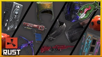 Rust Skins | Señor Tomato, Tire Hide Shirt & Pants, Death Metal Fridge, Fish Bucket