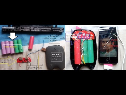How to make a 9000mah power bank from damaged laptop battery at home in easy way and low cost.