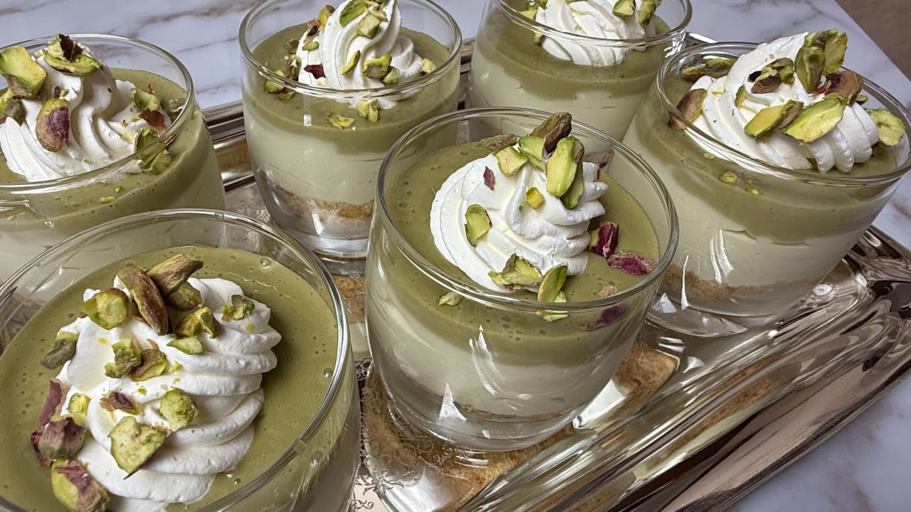 وصفة أكواب تشيز كيك الفستق الحلبي 💚 Pistachio Cheesecake Cups Recipe 