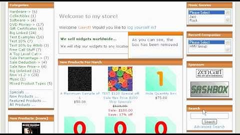 Edit your left and right columns in Zencart
