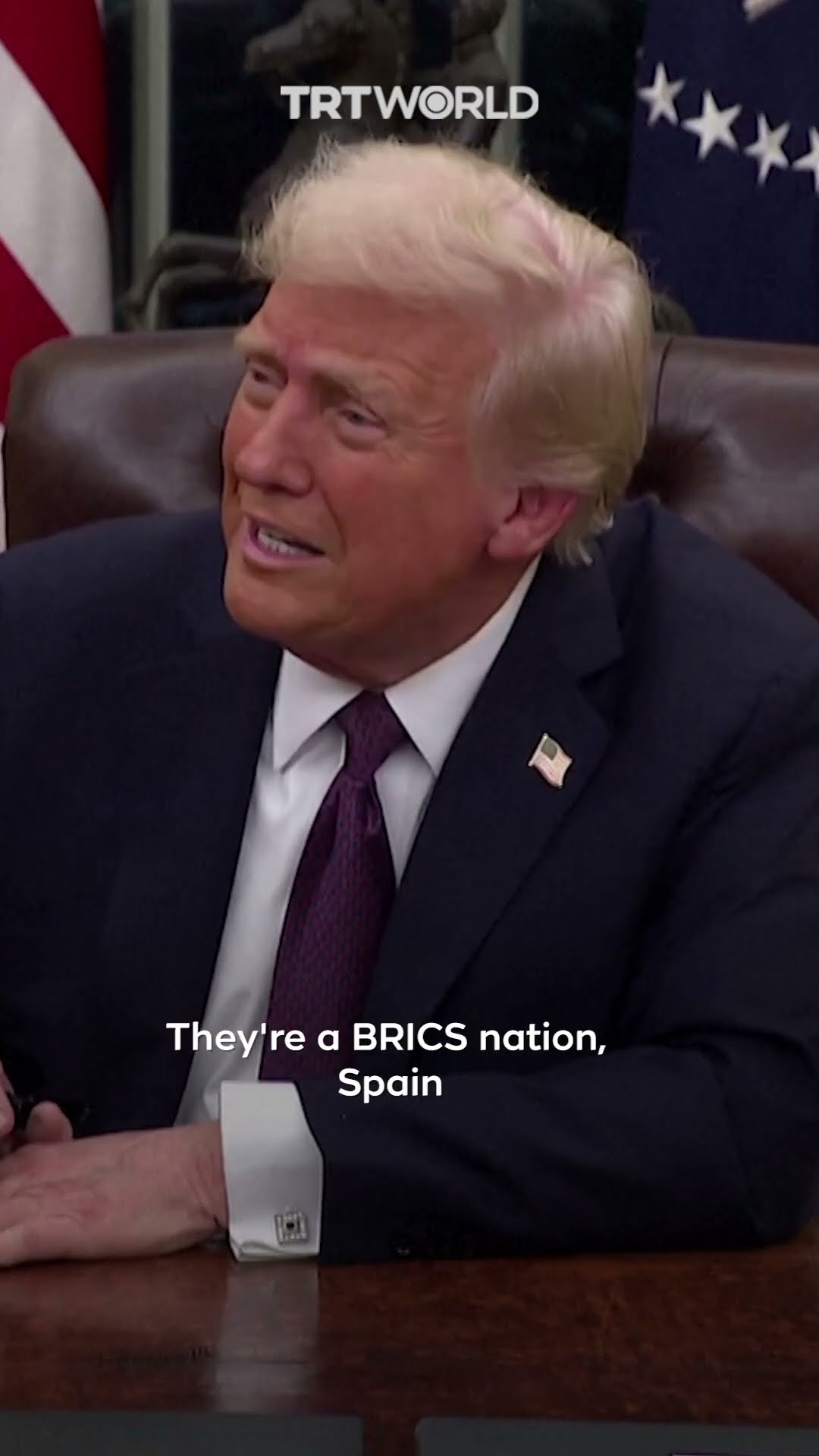 Trump falsely claims Spain is a part of BRICS, wields fictional taxes over the nation