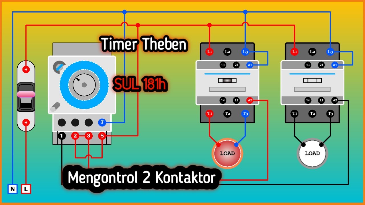 Cara Kerja Timer Theben Untuk 2 Kontaktor Youtube