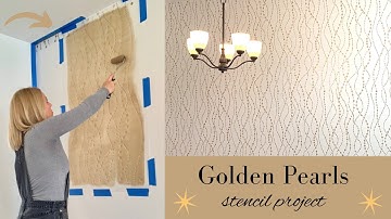 Stenciling An Accent Wall With Metallic Paint And Cutting Edge Stencils Pearls Wall Stencil Pattern!