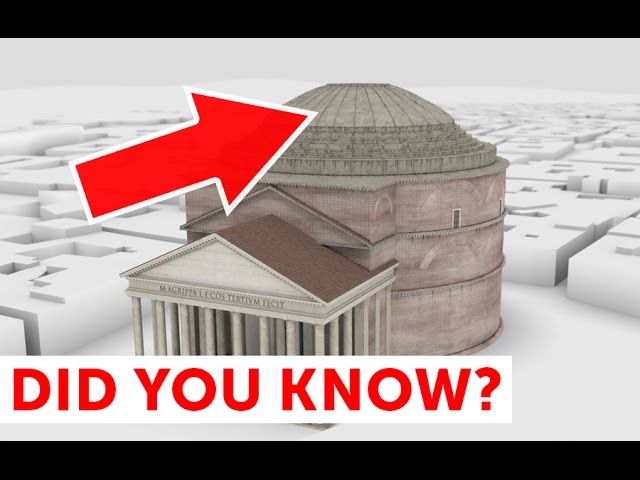 front side and top view of roman pantheon