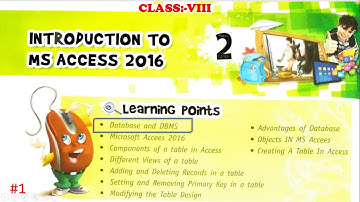 Class 8 Computer Chapter-2 Introduction to Ms Access 2016. #1