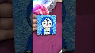 Diy Doremon Tissue Art | Easy Texture Art #shorts #youtubeshorts #doremon #viral