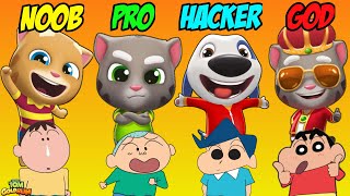 NOOB vs PRO vs HACKER vs GOD in Talking tom gold run with shinchan and his friends 😂 screenshot 2