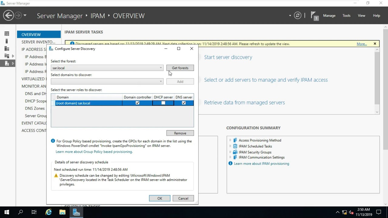 Install & Configure Ip address management server (IPAM) in Server 2019
