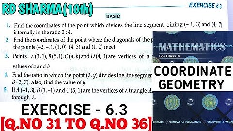 RD SHARMA CLASS 10 COORDINATE GEOMETRY EXERCISE -6.3[Q.NO 31 TO 36] MATH FEAR | CHAPTER 6 | CBSE