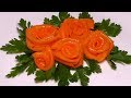 Красивое украшение/Роза из моркови / Карвинг моркови / украшение из моркови / Украшение на праздник