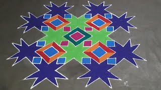 || LEARN TO MAKE UNIQUE BIG DOT COLOUR RANGOLI DESIGN FOR COMPETITION  || BY SOUL WITH GENIE