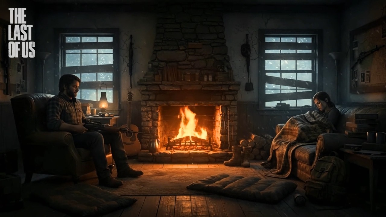 Joel & Ellie's Safe House: The Last Of Us 🔥 Fireplace & Blizzard Sounds For Sleeping | 8 Hours
