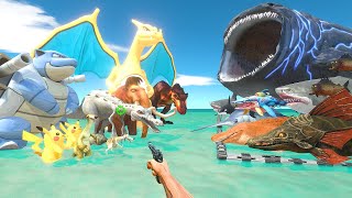 FPS Avatar Rescues Sea Monsters and Fights Pokemons and Ice Age Team -Animal Revolt Battle Simulator