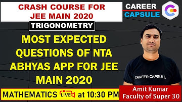 Most expected questions from NTA Abhyas App, Mathematics, JEE Main 2020 Crash Course
