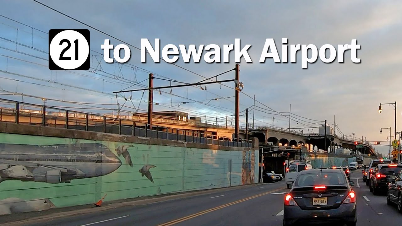 Driving NJ-21 (RT-21) to Newark Liberty International Airport Terminal A Departure