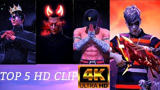 TOP 5 HD QUALITY CLIPS || FF CLIPS FOR EDITING  TOP 5 EMOTES