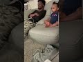 Adorable moment of father and toddler having conversation  abc news