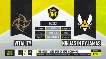 CS:GO - Nip vs. Vitality - ESL One Cologne - Group Stage - Day 1 - Dust 2