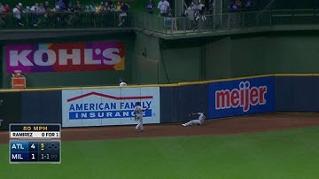 ATL@MIL: Maybin robs Ramirez with great sliding catch