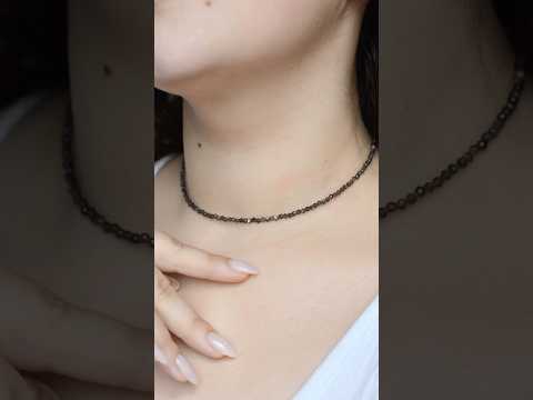 Чокер натуральний Обсидіан золотистий гранована кулька, фур-ра гіп-ний сплав колір срібло d-2,5мм+- L-38-43см, видео 1