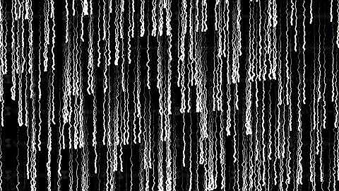 Abstract glowing wavy white lines moving on black background, seamless loop. Animation. Curving