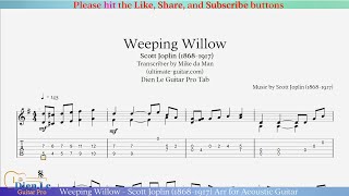 Weeping Willow - Scott Joplin (1868-1917) Arr for Acoustic Guitar with TABs