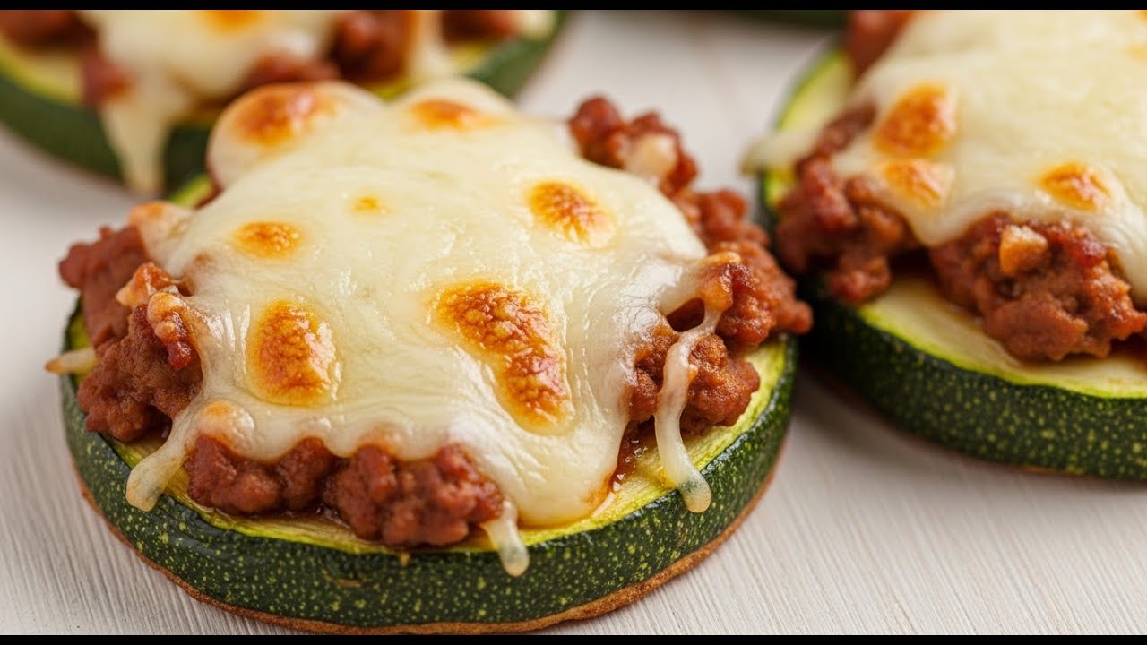 Простые кусочки цуккини с говядиной и сыром, приготовленные в аэрогриле — вы больше никогда не бу...