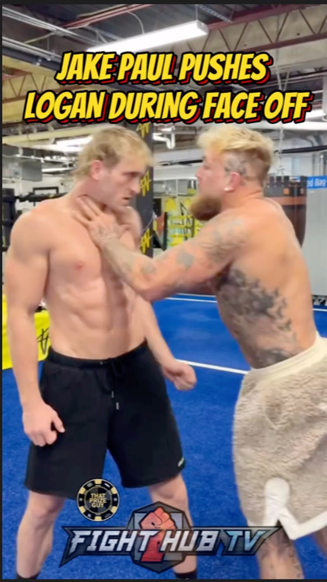 Jake Paul PUSHES Logan Paul during INTENSE FACE OFF!