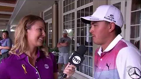 Rickie Fowler Chats with Amanda Balionis During th...