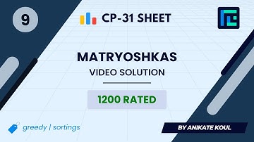 #9 Matryoshkas | Video Solution | 1200 Rated | TLE CP-31 Sheet | Best Codeforces Problems