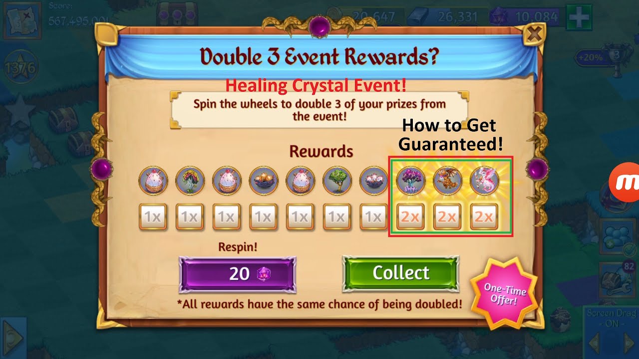 Merge Dragons! Reroll 8 Luck Spin Healing Crystal Event! YouTube