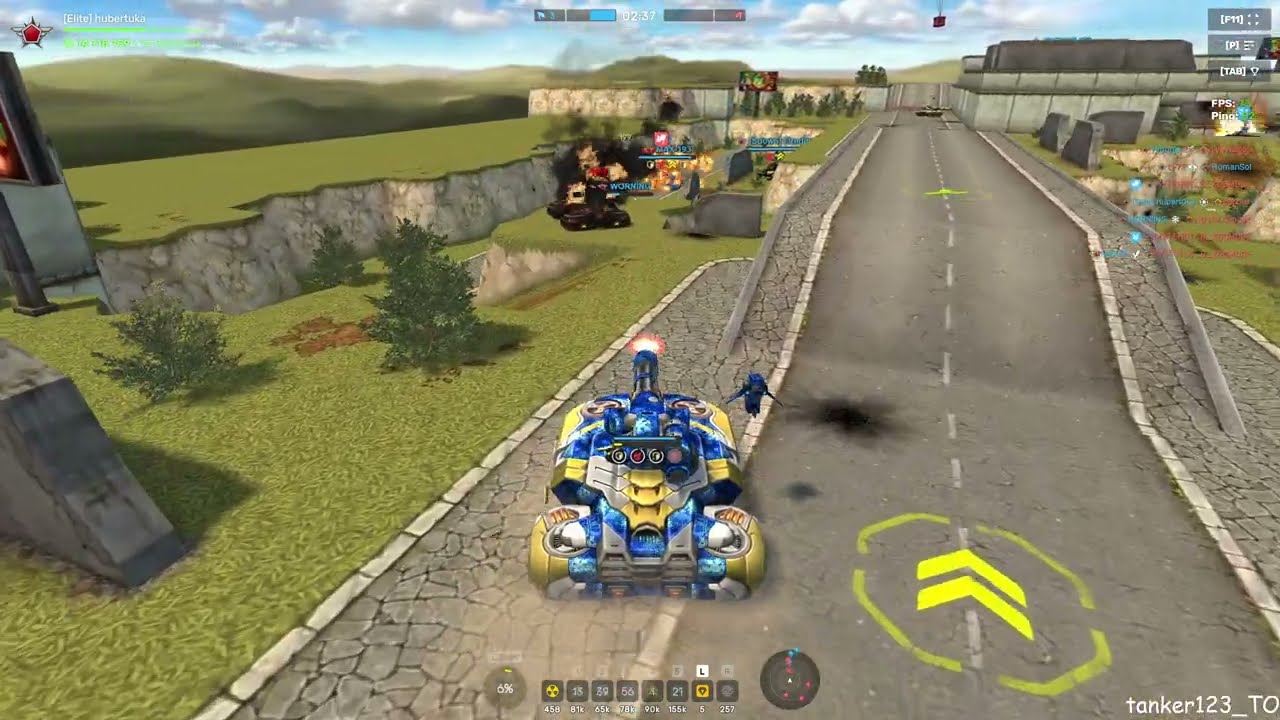 Tanki Online Vulcan Ultra Skin Large Caliber Augment and Ares XT Skin Lifeguard gameplay