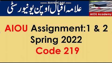 AIOU Code 219-1 & 2 Solved Assignments 2022