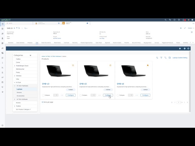 SAP Sales Cloud & SAP CPQ – Laptop Configuration