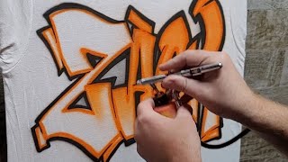 Graffiti style airbrush name on a t-shirt by Jeff Copeland 11,262 views 3 years ago 7 minutes, 28 seconds