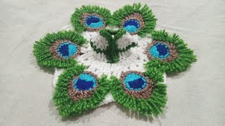 how to make crochet woolen dress for laddu gopal ji | peacock feathers dress | playful knitting |.