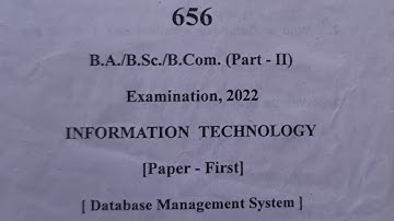 Database Management System Information Technology question Paper 2022 important paper