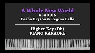 A Whole New World (HIGHER KEY KARAOKE PIANO COVER) ALADDIN (Peabo Bryson & Regina Belle) with Lyric chords
