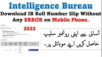 Download IB Intelligence Bureau Roll Number Slip on Mobile Without Any Error | IB Roll No. Slip 2022