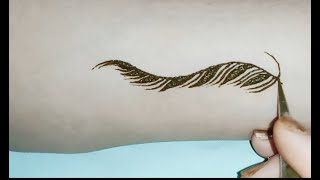 كيف ارسم وشم الريشة بالحناءبطريقة سهلة How to draw a Tatoo feather with henna