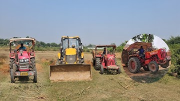 Jcb 3dx backhoe loading mud Mahindra YUVo & Mahindra 274DI tractor video #tractor #trending #viral 
