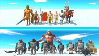 ANCIENT HUMANS Team vs MUTANT PRIMATES Team - Animal Revolt Battle Simulator ARBS