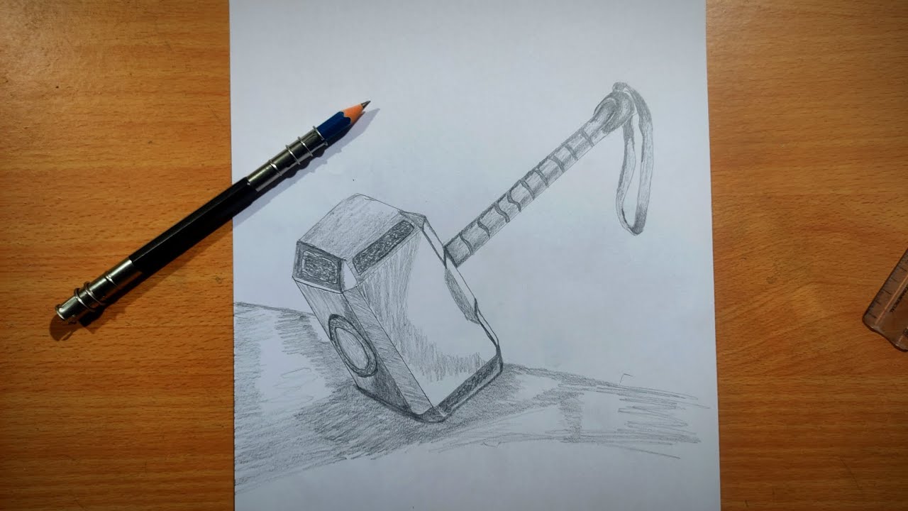 How to Draw thor's hammer | Mjolnir | Easy drawing - YouTube