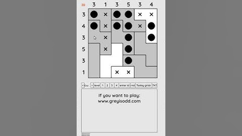 Grey is Odd - Today grids. Solution level 4 6X6 dated 04-23-2024 #logicpuzzles #logicgames  #games