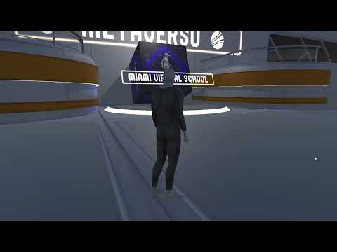 Figura humana entrando a Metaverso de miami virtual school