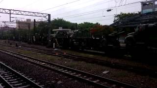 {20150722}6705W次軍運列車本務機R66台南站十股臨停後開車